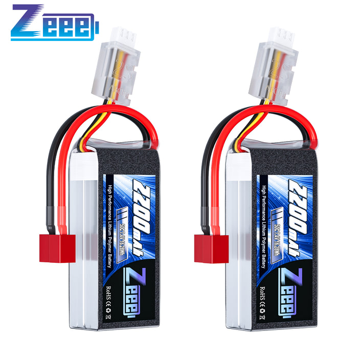 Zeee 2S 2200mAh Shorty Lipo Battery 7.4V 50C RC Battery with Deans Connector Soft Pack for Airplane Quadcopter Drone RC Boat Racing Models (2 Pack)