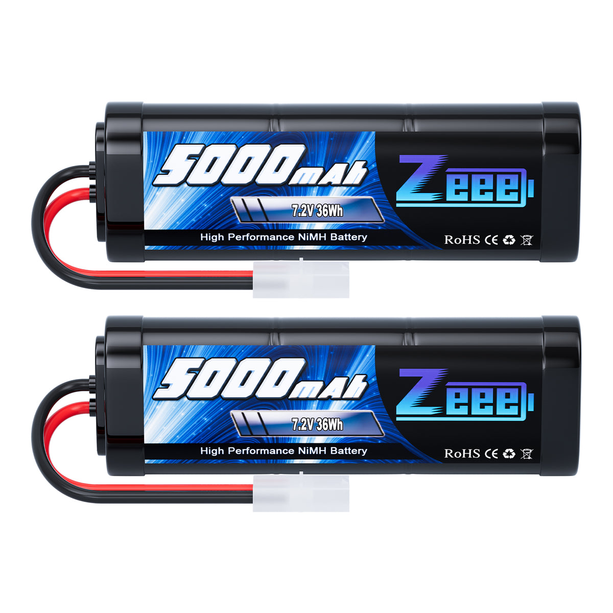 Zeee 7.2V 5000mAh NiMH Battery with Tamiya Plug 6-Cell Rechargeable Ba