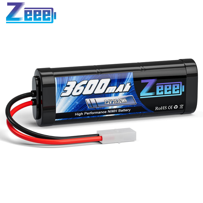 Zeee 7.2V NiMH Battery 3600mAh RC Battery with Tamiya Connector for RC Car RC Truck Associated HPI Losi Kyosho Tamiya Hobby
