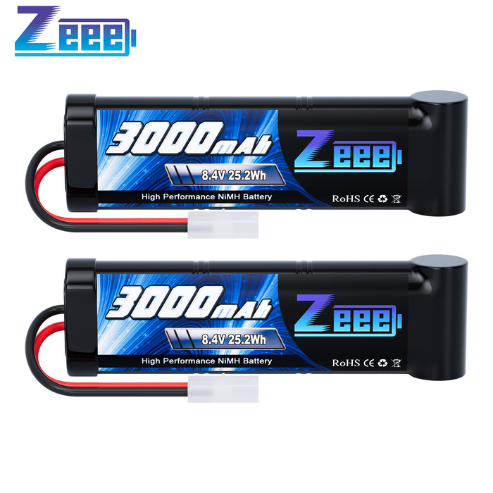 Zeee 8.4V 3000mAh NiMH Battery with Tamiya Plug for RC Car(2 Pack)