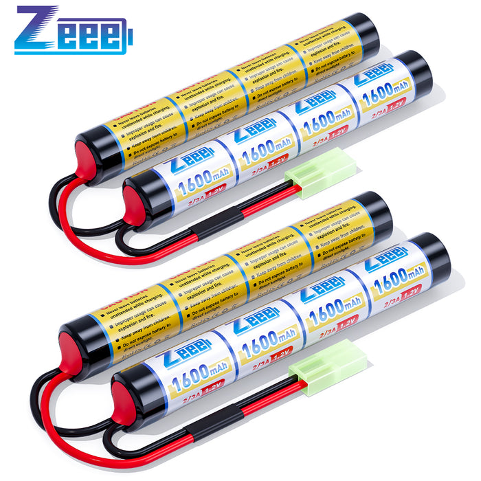 Zeee 9.6V 1600mAh NiMH Battery with Mini Tamiya Plug for Airsoft Guns(2 Pack)