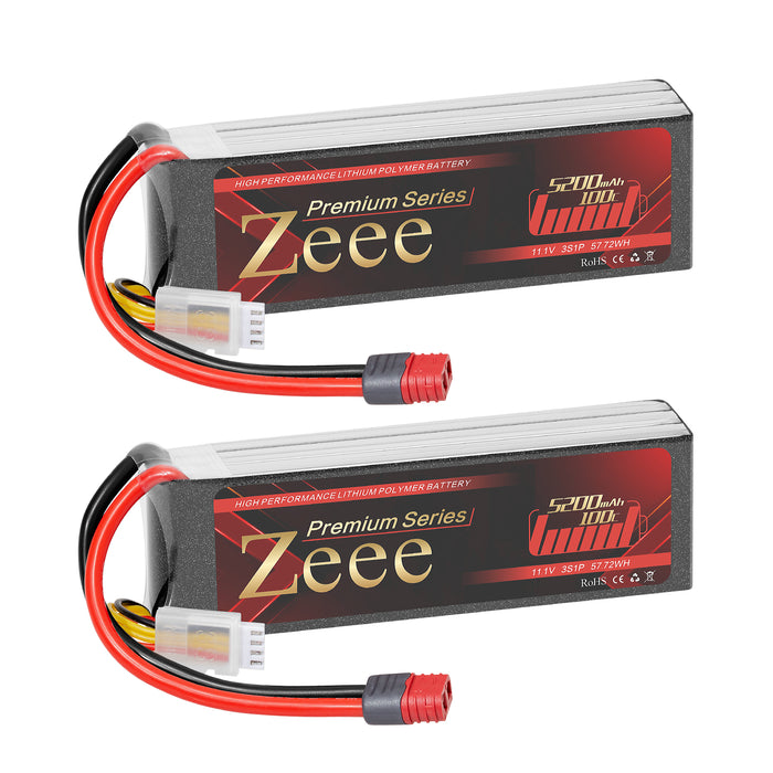 Zeee Premium Series 3S Lipo Battery 5200mAh 11.1V 100C Soft Case with Deans T Connector for RC Plane RC Car(2 Pack)