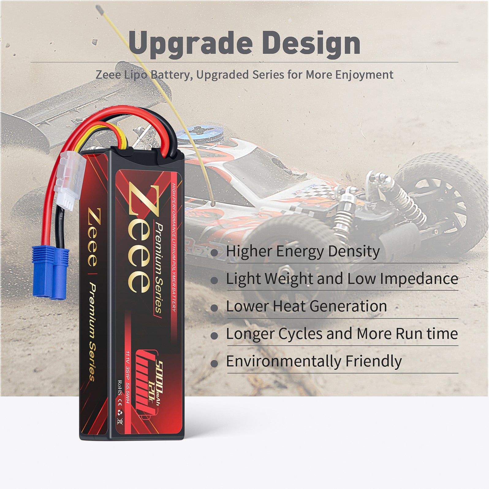 Zeee Premium Series 3S Lipo Battery 5000mAh 11.1V 120C LCG Hard Case w