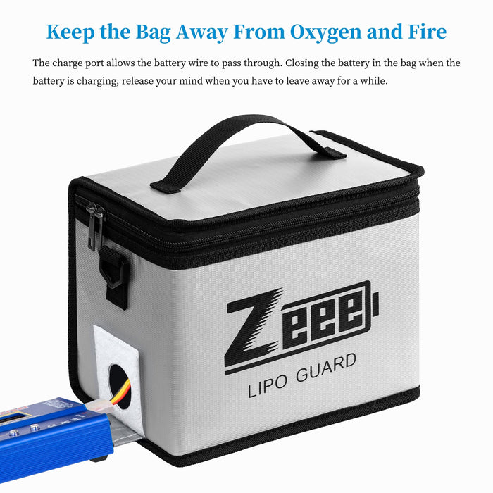 Zeee Lipo Safe Bag Fireproof Explosionproof Bag Large Capacity Lipo Battery Storage Guard Safe Pouch for Charge & Storage(8.46 x 6.5 x 5.71 in)