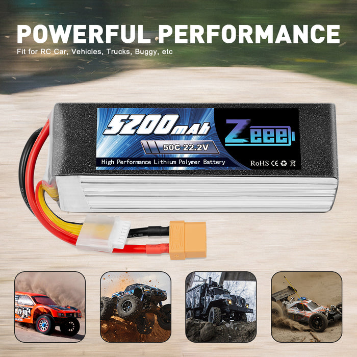 Zeee 6S Lipo Battery 5200mAh 22.2V 50C with XT90 Plug Soft Case Compatible for DJI Airplane RC Car
