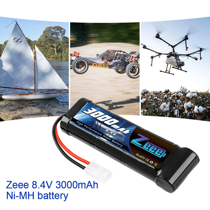 Zeee 8.4V 3000mAh NiMH Battery with Tamiya Plug for RC Car(2 Pack)