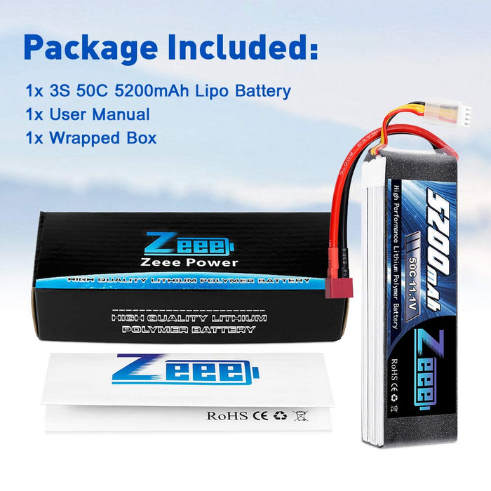 Zeee 3S Lipo Battery 5200mAh 11.1V 50C with Deans and XT60 Connector Soft Case For RC Plane RC Car
