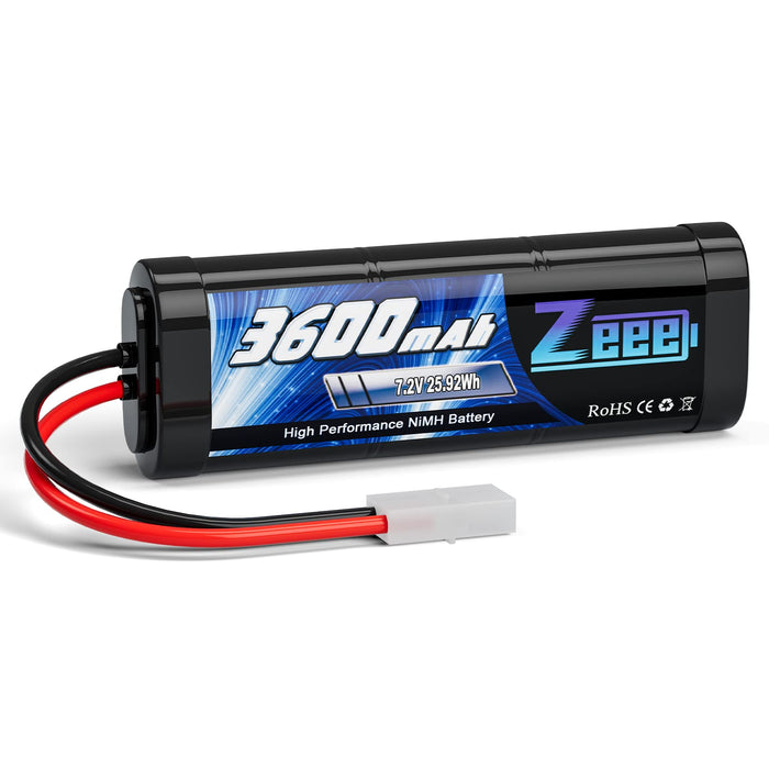Zeee 7.2V NiMH Battery 3600mAh RC Battery with Tamiya Connector for RC Car RC Truck Associated HPI Losi Kyosho Tamiya Hobby