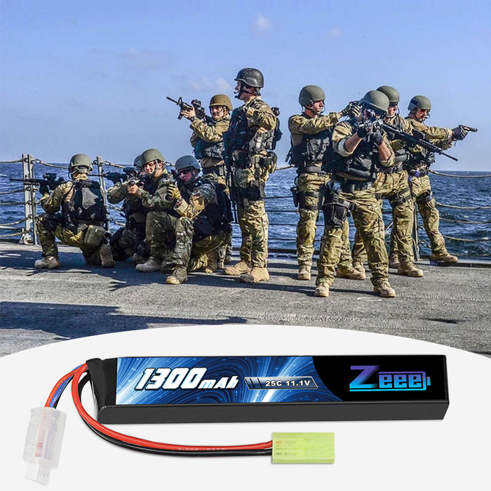 Zeee 3S Airsoft Lipo Battery 1300mAh 11.1V 25C 3S Stick Battery with Mini Tamiya Connector for Airsoft Guns Rifle