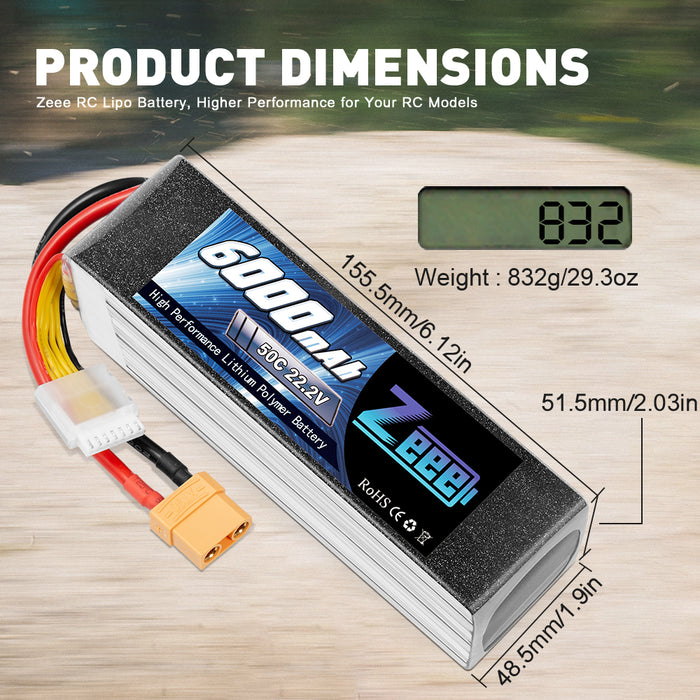 DLG 6S RC Lipo Battery - 22.2V 4000mAh 30C With Dean's T Plug, For RC Cars, Boats, Helicopters, Airplanes
