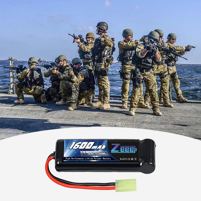 Zeee Airsoft Battery 8.4V 1600mAh NiMH Battery with Mini Tamiya Plug For Airsoft Guns(2 Pack)