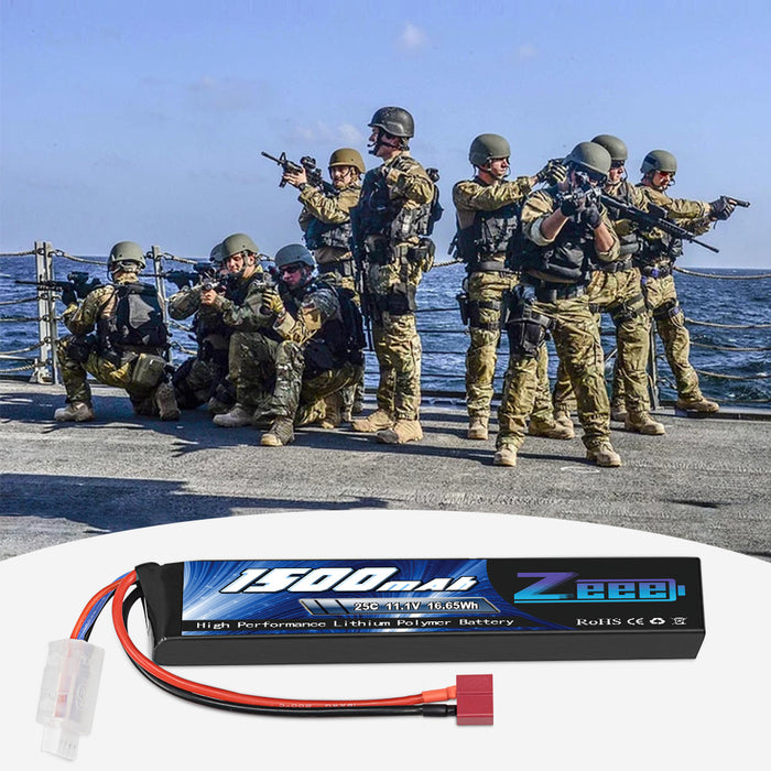Zeee 3S Airsoft Lipo Battery 1500mAh 11.1V 25C 3S Stick Battery with Deans T Plug and JST XH Connector for Airsoft Models Guns Rifle