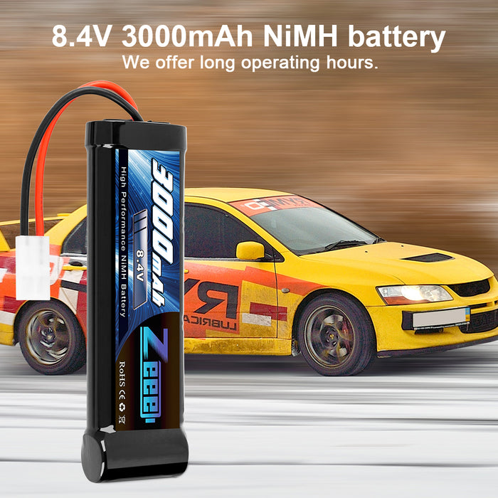 Zeee 8.4V 3000mAh NiMH Battery with Tamiya Plug for RC Car(2 Pack)